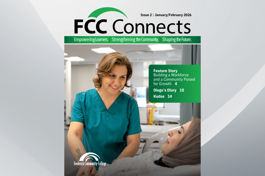 Cover of FCC Connects January issue with nursing student