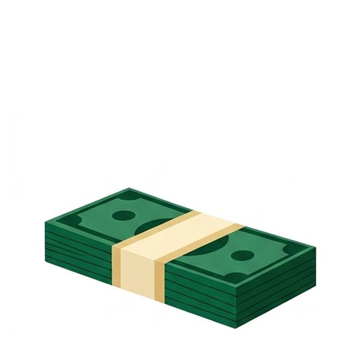Illustration of a small stack of bundled cash representing FCC tuition costs.