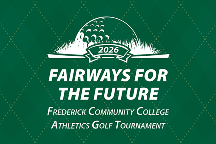 Logo for the 2026 Fairways for the Future Frederick Community College Athletics Golf Tournament, featuring a golf ball on a green circular background.