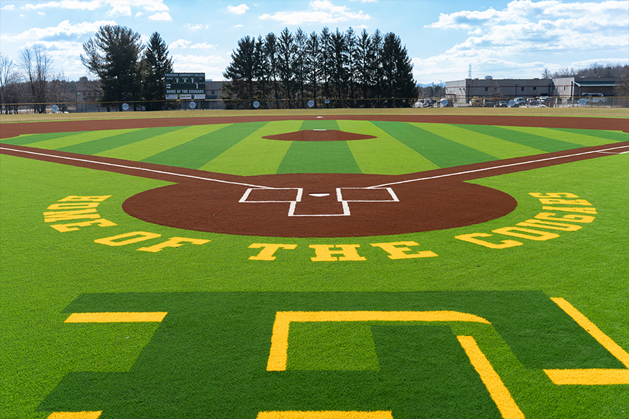 picture of empty baseball field from homeplate