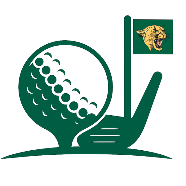 golf club and ball with cougar on flag
