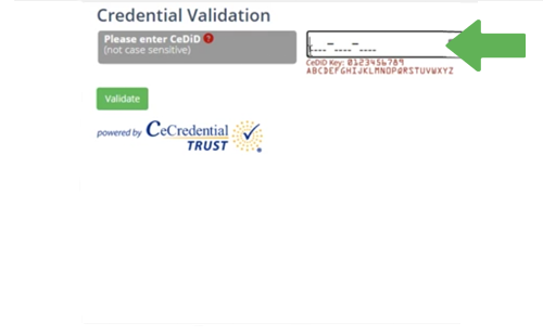 credential validation form step one